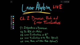 Day 25 – Practicing Math Live – Ch. 2 Dimension, Rank and Linear Transformations