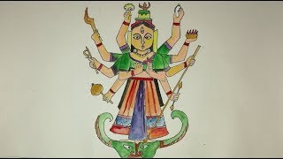 How to draw Maa Durga || Easy Durga puja drawing with water colour || Maa Durga killing mahishasur