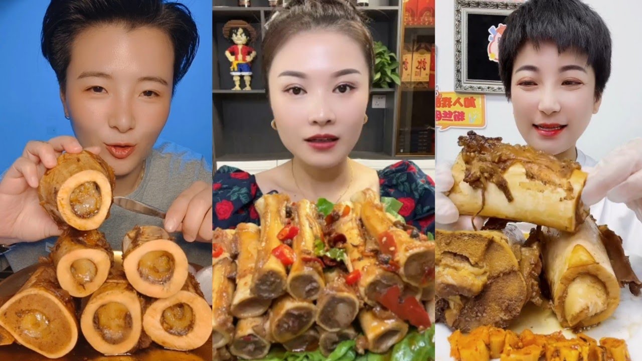 Chinese Food Mukbang Eating Show | Red beef bone marrow | Beef Bone Marrow Challenge #42(P123-125)