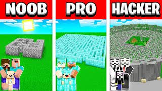 Baby Shark - NOOB vs PRO vs HACKER: FAMILY MAZE HOUSE BUILD CHALLENGE in Minecraft - Animation!