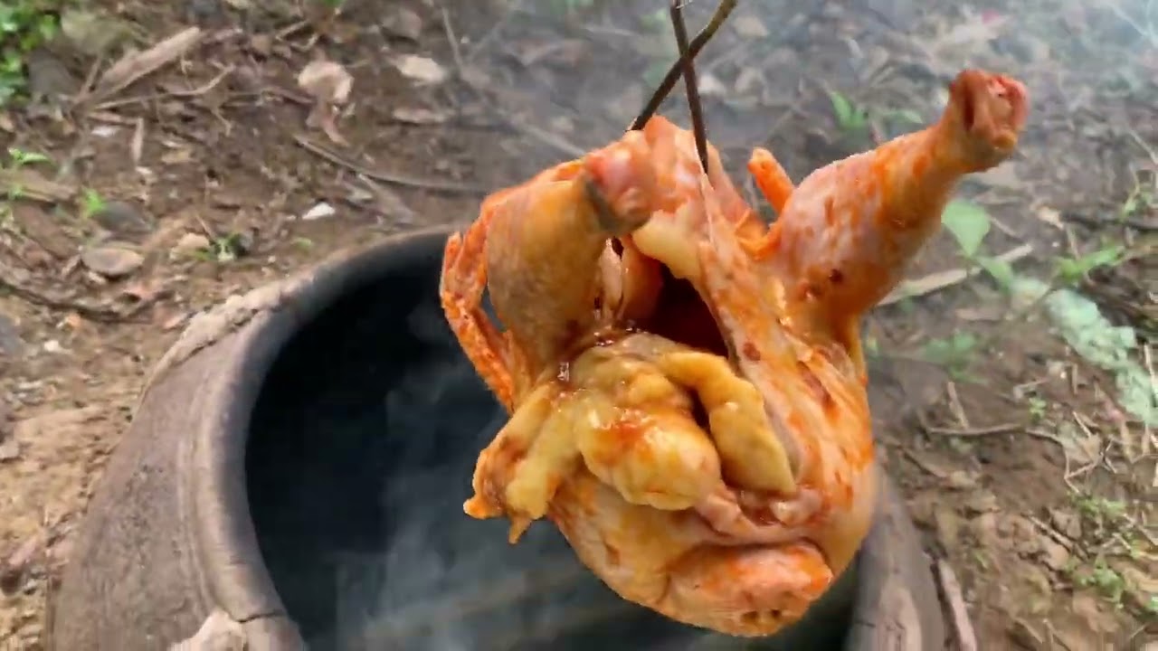 Gà nướng lu cơm lam nhà quê