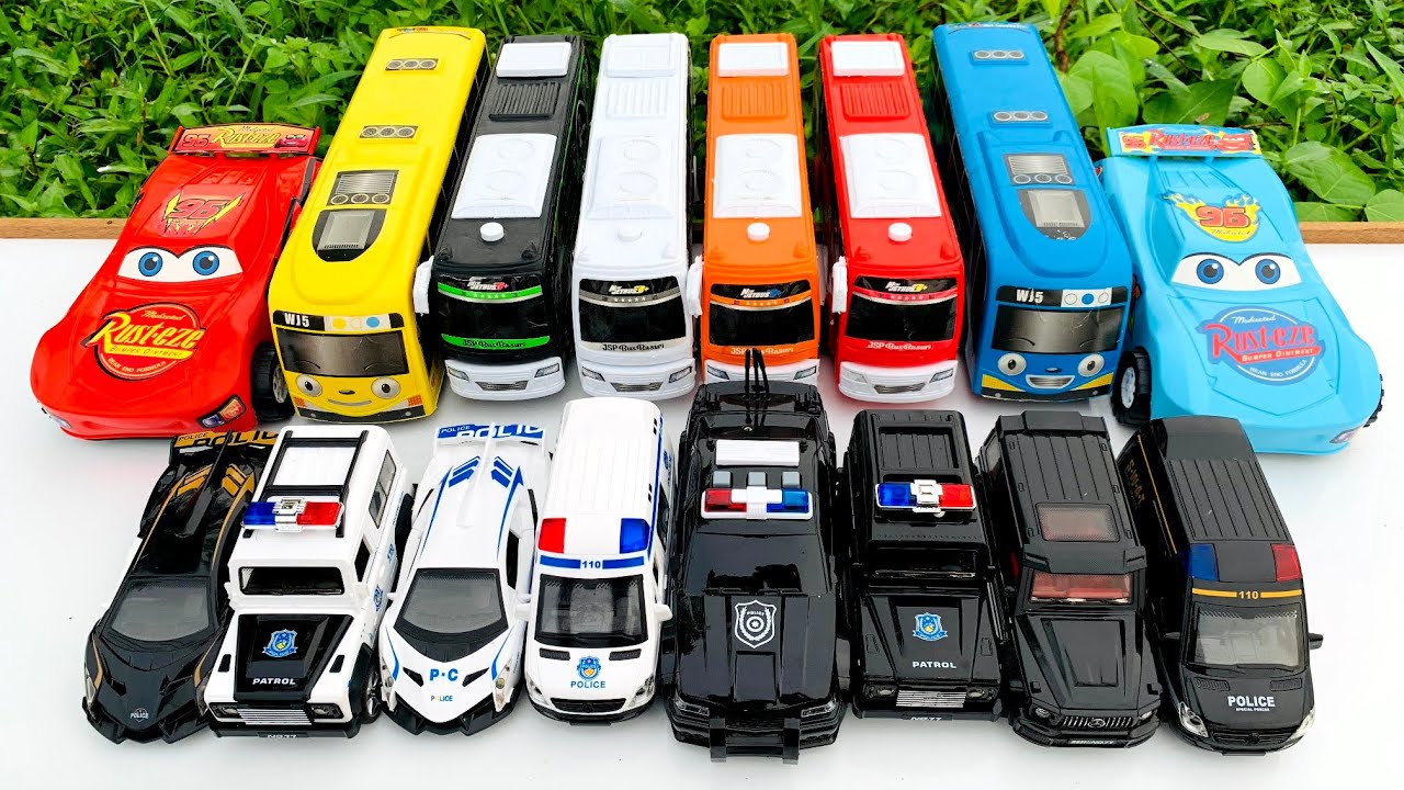 Mobil Mobilan Mcqueen, Bus tayo, Bus Basuri, Mobil Polisi, Mobil Ambulan, Mobil Balap, Damkar 