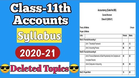 30% CBSE Syllabus Reduced|| Class 11th Accountancy Deleted Topic For Session 2020-21||NEW Syllabus