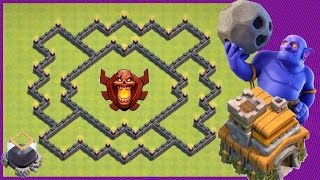 Clash Of Clans | New EPIC Th7 Hybrid Trophy Base (Farming Loot) Protect DE - Get Barb King Fast!