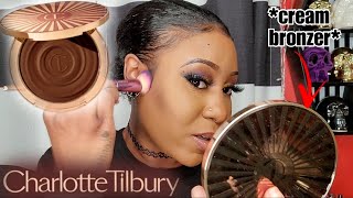Charlotte Tilbury Sun-Kissed Glow Bronzer Shade 4Deep Try-On Cream Bronzer Dark Skin 2022