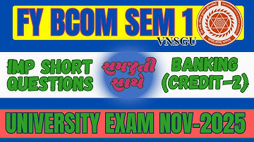 FY BCOM SEM 1 | BANKING (Credit-2) | IMP SHORT QUESTIONS | E-ABHYASU