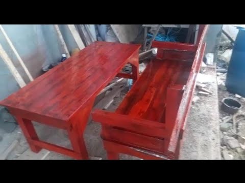 membuat meja  kursi dari kayu  bekas  pallet dengan alat 