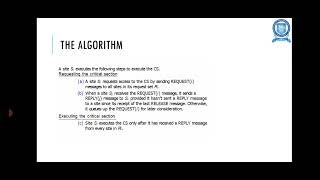Ricart-Agrawala algorithm – Maekawa‘s algorithm – Suzuki–Kasami‘s broadcast algorithm
