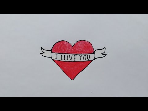 สอนวาดรูปหัวใจ​ วันวาเลนไทน์​ ❤️ How​ to​ Draw​ a​ Heart​ with​ a​ Ribbon | My​ Sky​ Channel.