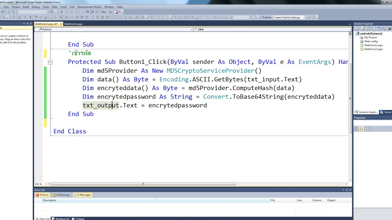 เข้ารหัส md5  Update New  วิธีการเข้ารหัส Password (MD5) ASP.NET | How to Convert Text into MD5