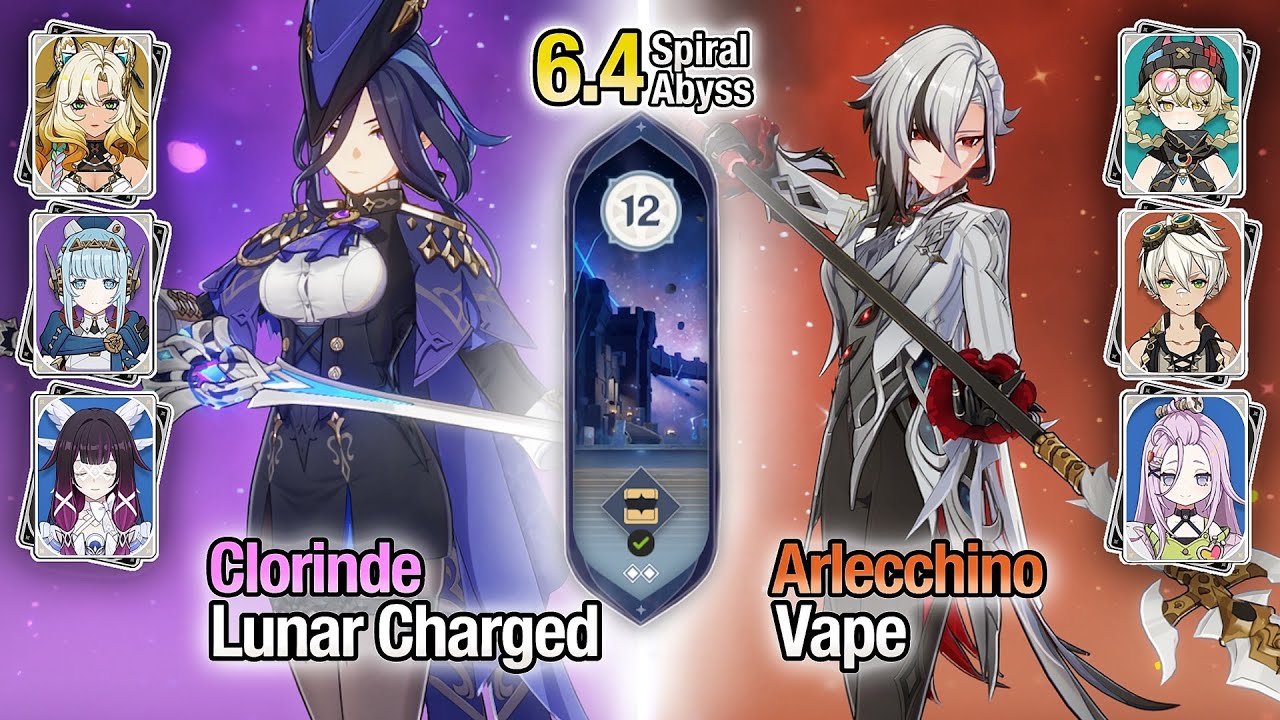C0 Clorinde Lunar Charged & C0 Arlecchino F2P Vape | Spiral Abyss 6.4 | Genshin Impact