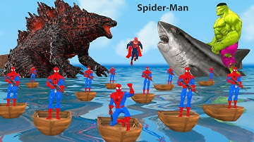 Game Playing Spider Man Hypnotized by Labubu Hulk🔴Rescue Superman vs Shark Spider