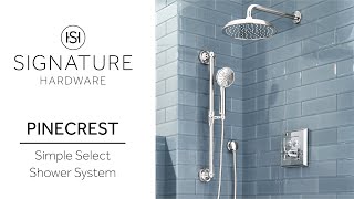 The Pinecrest Simple Select Shower System with Rainfall Shower and Handshower with Cross Handle