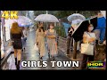 Tokyo's Extremely Crowded Girls Town on a Rainy Evening - 4K DHR