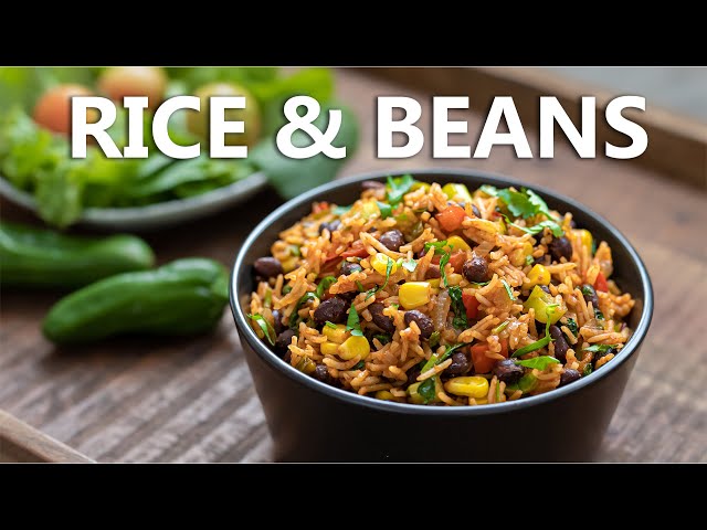 Mexican Inspired Rice and Beans Recipe 🪅 Healthy One Pot Black Bean Vegan Food (Super Easy) class=