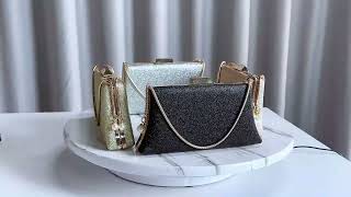 YYW Rose Gold Glitter Clutch Purse for Women, 4-Way Evening Bag for Weddings