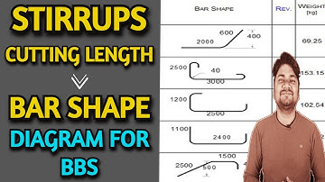 Stirrups Cutting Length with Bar Shape Diagram for BBS | Bar Bending Schedule for Foreman