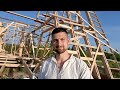 Строительство большого a-frame (шалаш) дома.