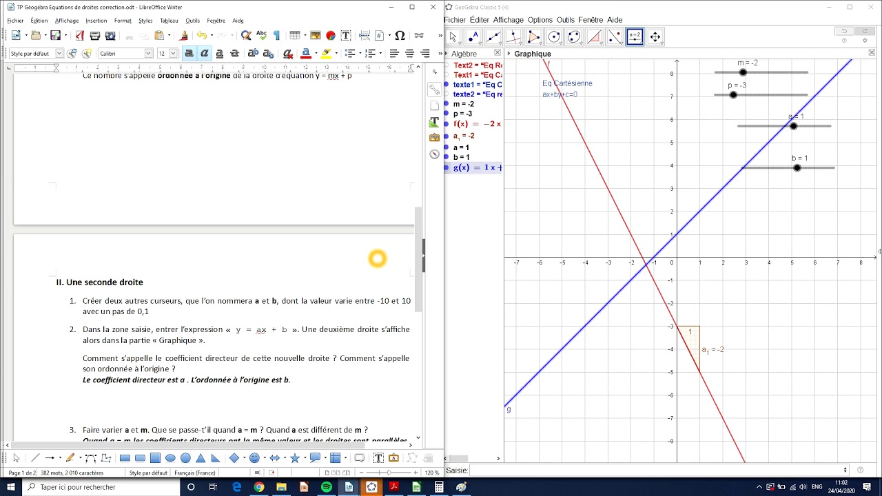 Determiner L'equation Reduite De La Droite