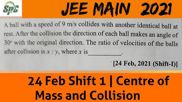 A ball with a speed of 9 m/s collides with another identical ball at rest . After the collision the