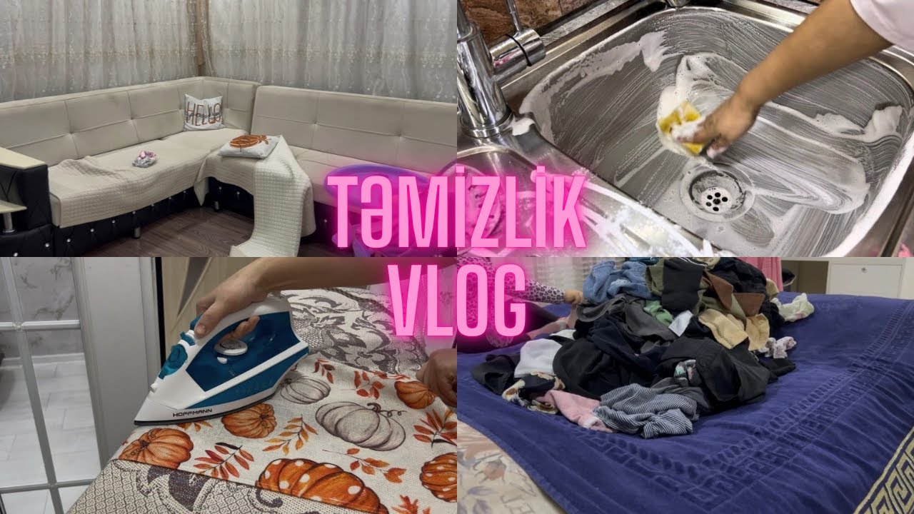 TƏMİZLİK VLOG✨Temudan aldığım uşaq geyimləri📦QABYUYANIMI TƏMİZLƏDİM✨