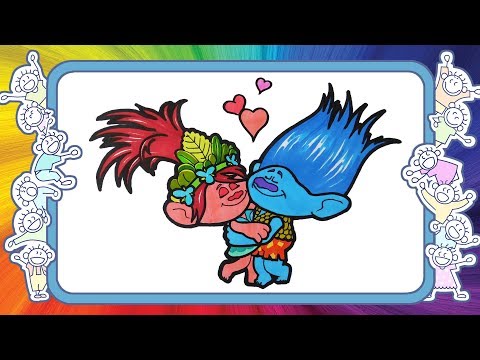 Тролли - Розочка и цветан - Веселые раскраски - Как нарисовать Розочку и Цветана - уроки рисования Тролли - Розочка и цветан - Веселые раскраски - Как нарисовать Розочку и Цветана - уроки рисования