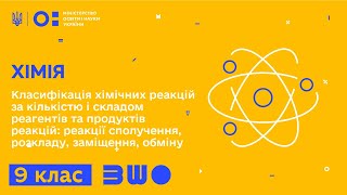 9 клас. Хімія. Класифікація хімічних реакцій за кількістю і складом реагентів та продуктів реакцій