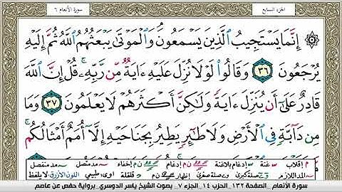 سورة الأنعام مكتوبة / ياسر الدوسري  Surat Al aneam   Yasser Al Dosari   برواية حفص عن عاصم