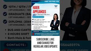 Haier Appliances Pune Job! 10th, 12th, ITI, Diploma, Graduate के लिए बंपर भर्ती | Urgent Opening!
