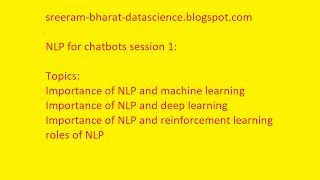 NLP for ChatBots Session 1