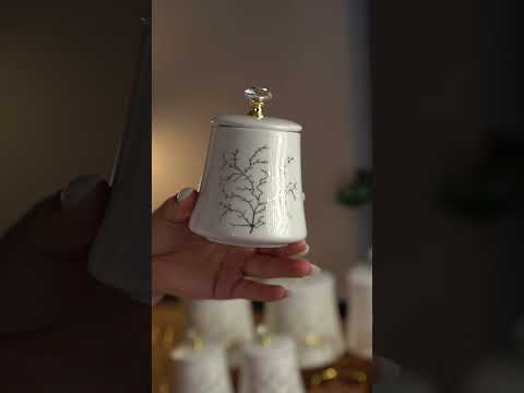 Набір для спецій на підставці 7 шт баночки по 250 та 550 мл керамічні Lugi, кухонні контейнери зберігання приправ ємності кришки, видео 1