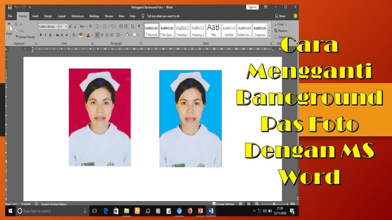 Cara Mengganti Background Foto Pas Dengan Microsoft Word - YouTube