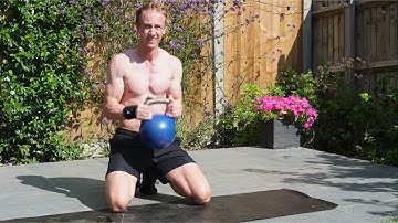 kettlebell bicep exercise // two hand bicep curl horns down