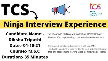 TCS Ninja Interview Experience | Latest 01 October Interview Experience TCS Ninja Series
