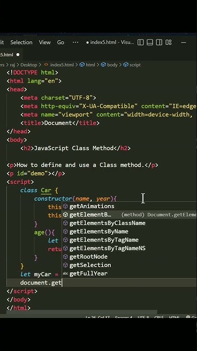 JavaScript class method | JavaScript classes|#shorts #html #shortvideo ...