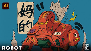 Illustrating a Damaged Robot in Adobe Illustrator | Speed Drawing Process | jey wee