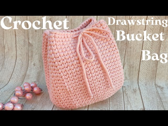 Crochet Drawstring Weekend Bucket Bag –