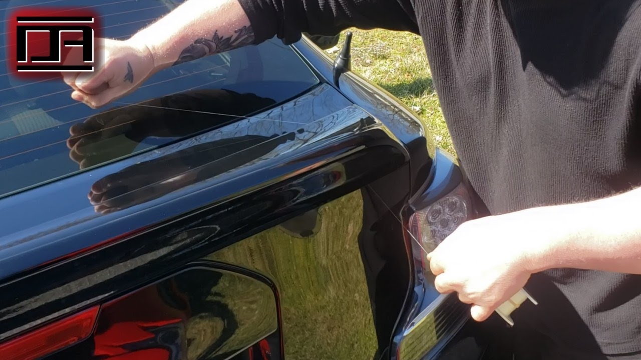 Removing 3M Taped Duckbill Spoiler with Fishing Test Line, Not Dental Floss  (Scion tC2 / tC2.5) 