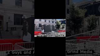 Grindmedia catches Young Thug promo van pulling up on the courthouse for the Donald Trump indictment