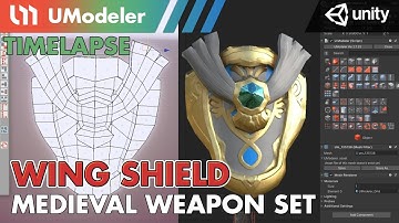 3D Modeling in Unity - Timelapse of Modeling & Unwrapping a Wing Shield of Medieval Weapon Set
