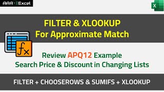 Excel Functions | FILTER & XLOOKUP For Approximate Match | Search Price & Discount in Changing Lists