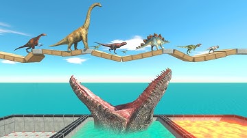 Dinosaur Race: Who Can Run Across The Unstable Bridge?| Animal Revolt Battle Simulator