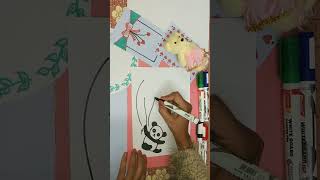 #panda drawing easy #shorts #paper border design #simple project art work #cartoon #teddy