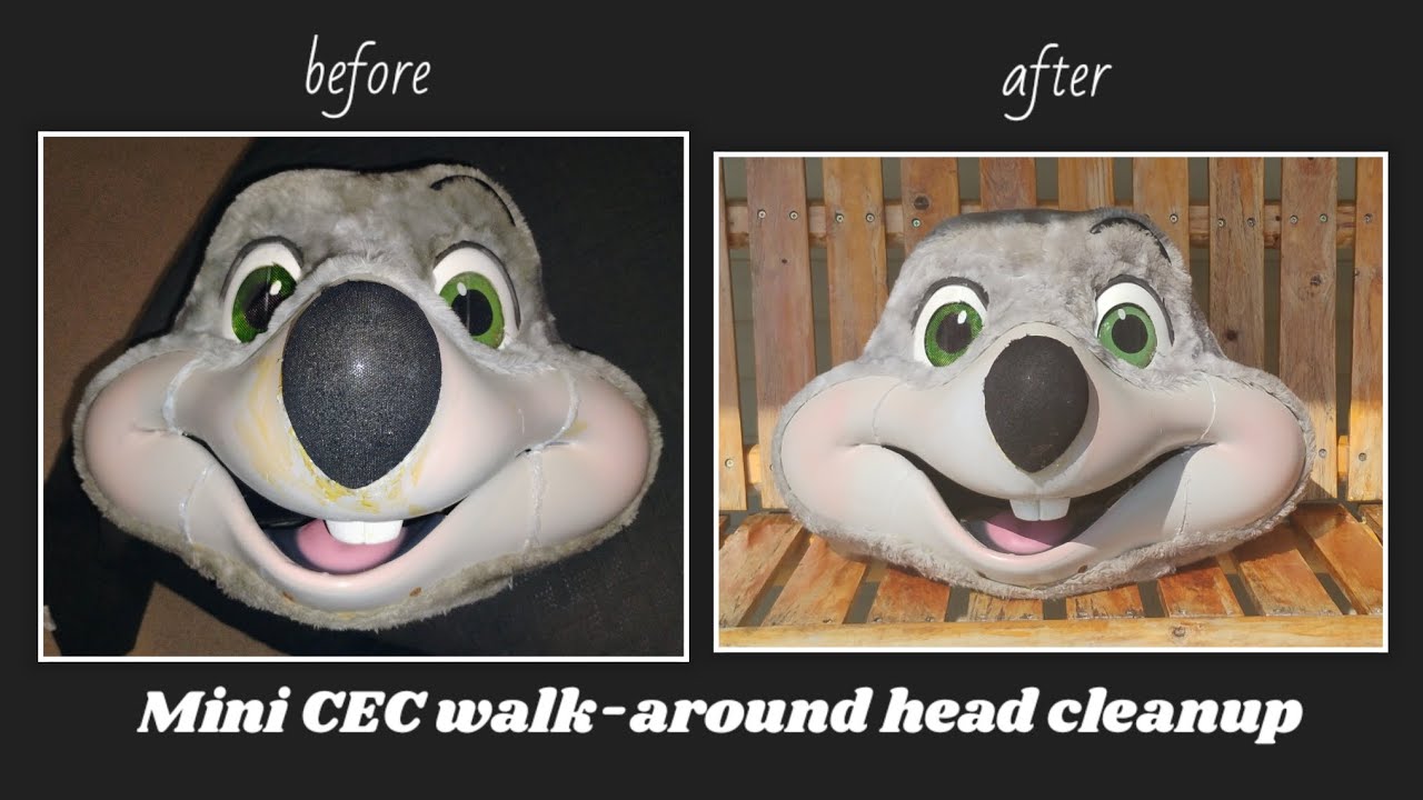 Mini Chuck E Cheese walkaround head cleanup/restoration (CEC mascot head)