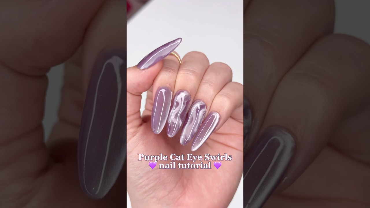 Purple Cat Eye Swirls Nail Tutorial 