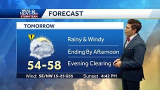 Rainy and windy Wednesday on tap