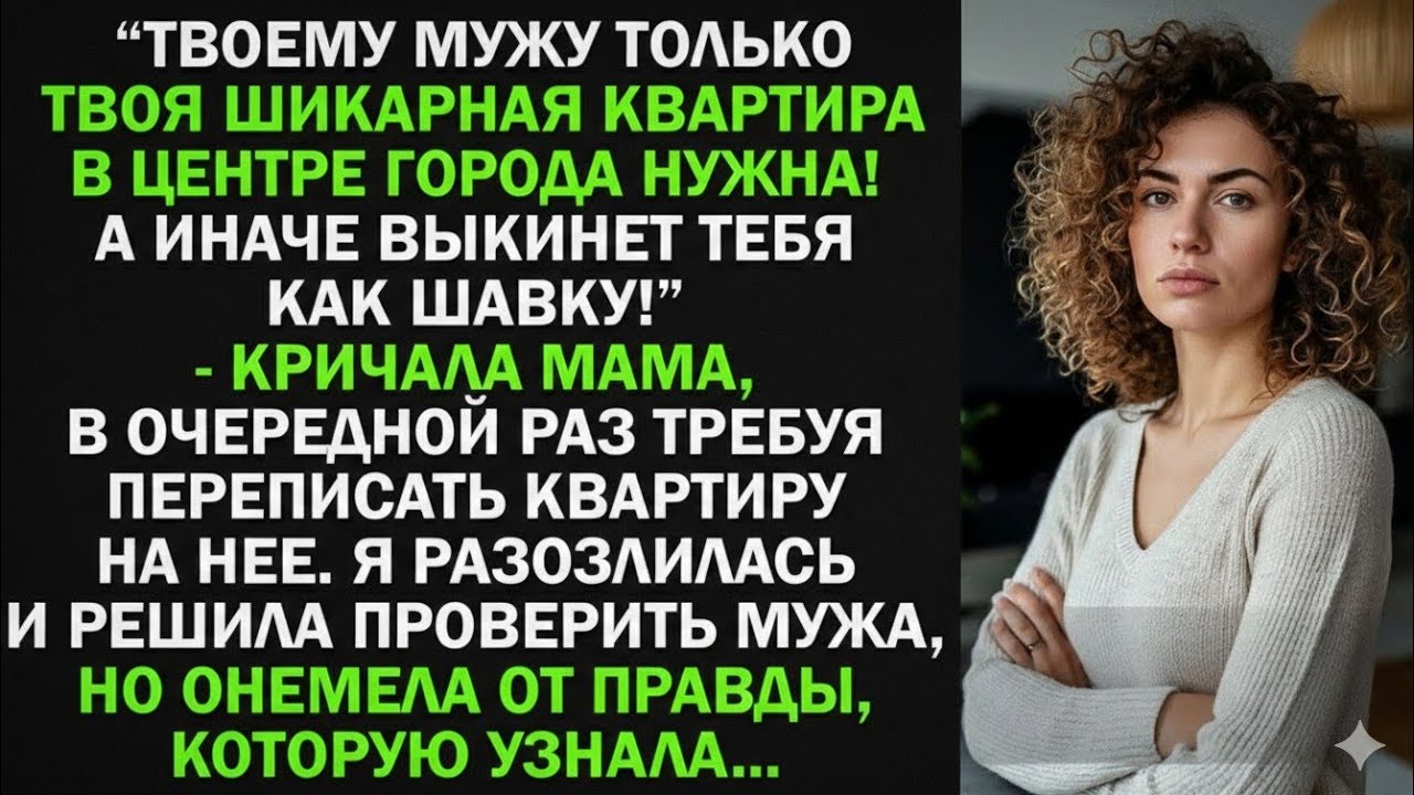 Твоему мужу только твоя квартира нужна! Перепиши ее на меня, пока не поздно! - Я решила проверить...