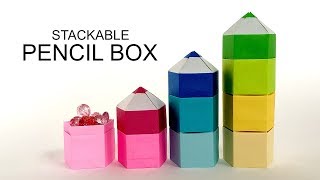 折り紙五角えんぴつ重ね箱✏️Stackable Pentagon Pencil Box