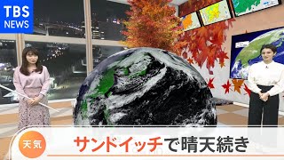 【11月12日関東の天気】関東 スッキリ快晴 続く