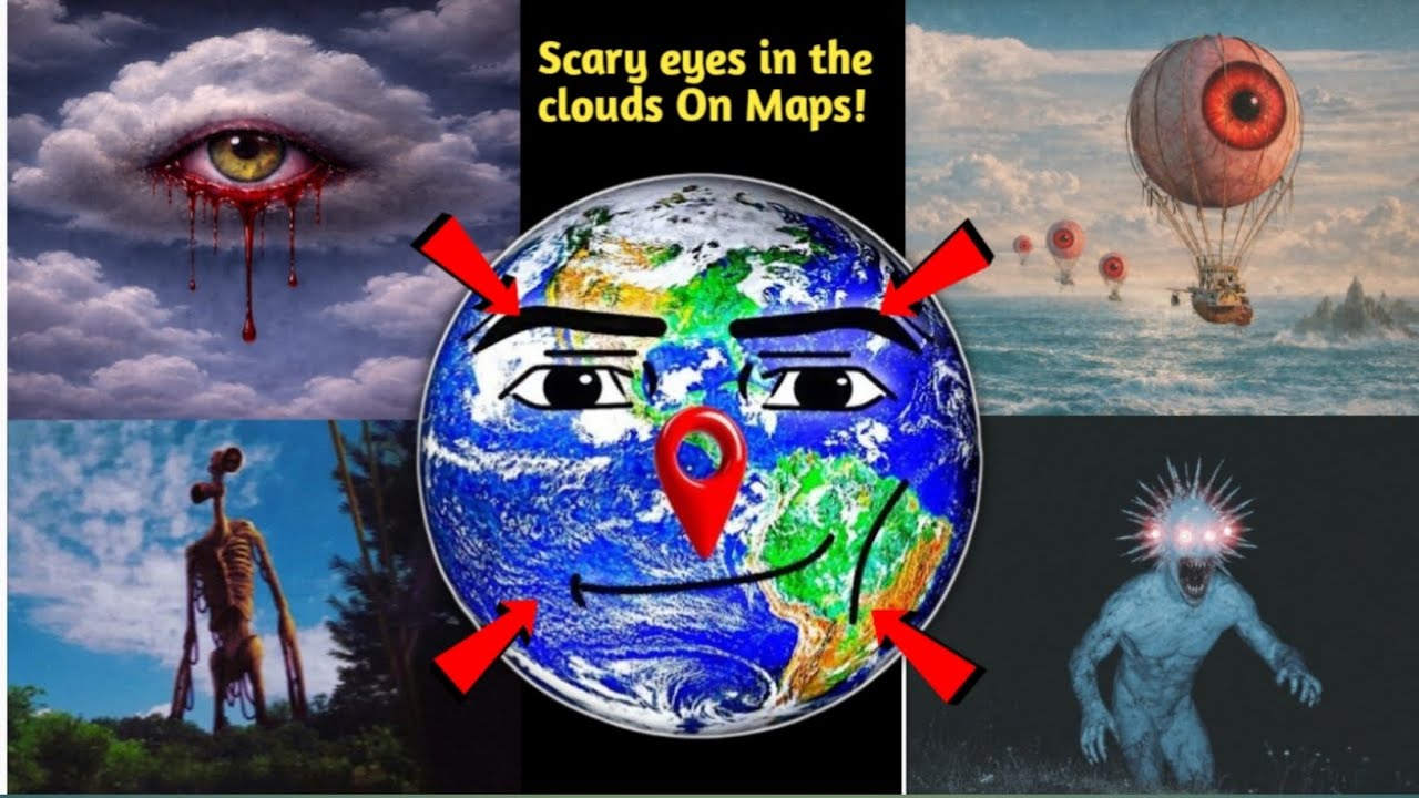 Scary eyes in the clouds On Google Maps! 